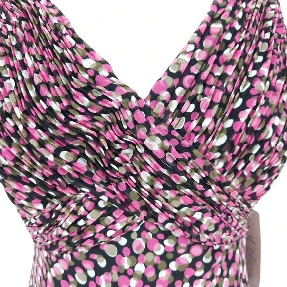 Jones Wear Fit Flare Midi Dress Black Polka Dot Sleeveless Pleated Sundress - Picture 4 of 9